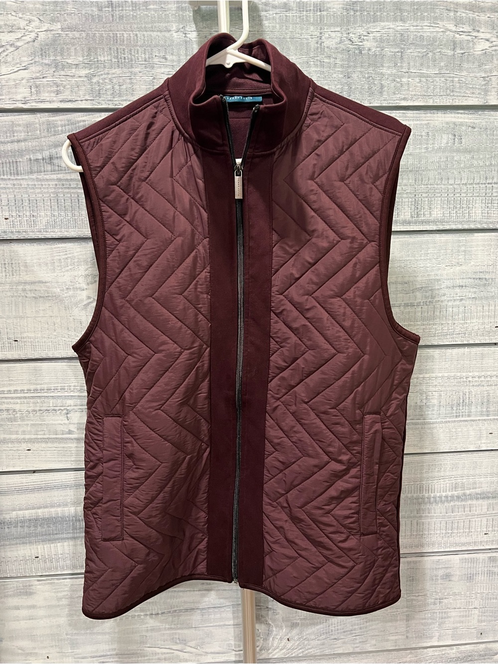 Perry Ellis Quilted Vest in Burgundy Plum